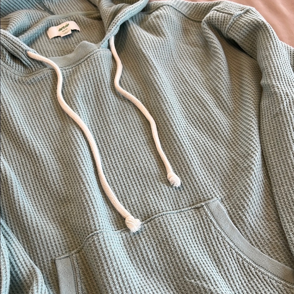 Oversized Aerie mint green Waffle Knit Hoodie - Picture 4 of 4
